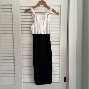 Elegant Black and White Mixed Media Dress